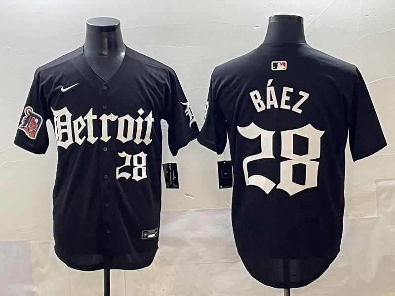 Men 2025 Detroit Tigers #28 Baez Black Five generations Joint Name Nike MLB Jersey style 16